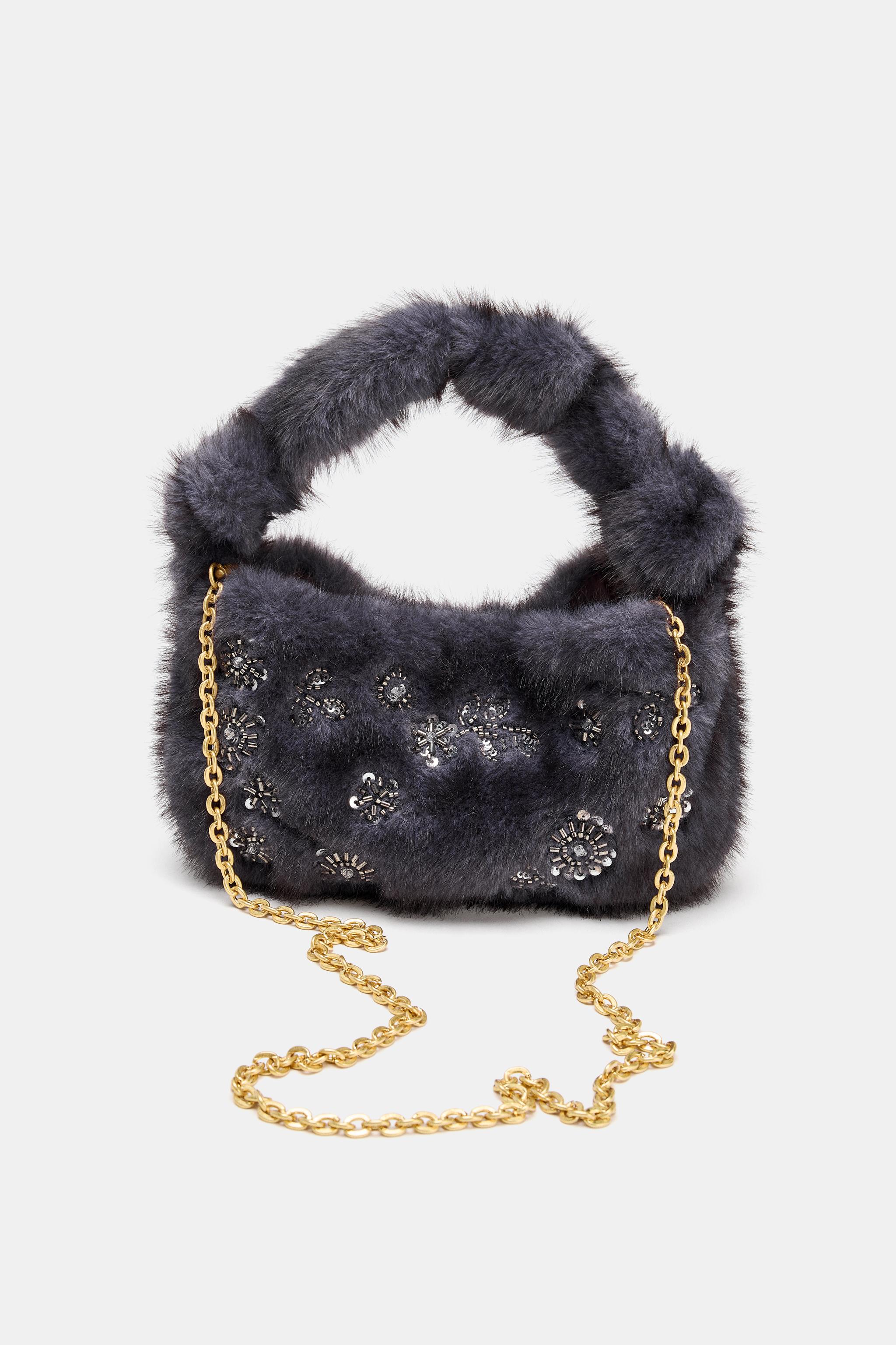 SHINY FAUX FUR MINI BAG